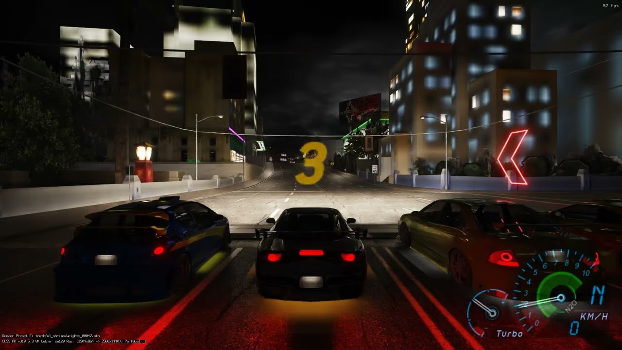 Need for Speed ​​Underground 1 - RTX Remix - DLSS 4.5 + FG x2 - Геймплей на Mazda RX-7