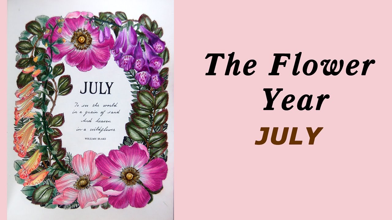 Coloring book 'The Flower Year'  JULY / Раскраска-антистресс