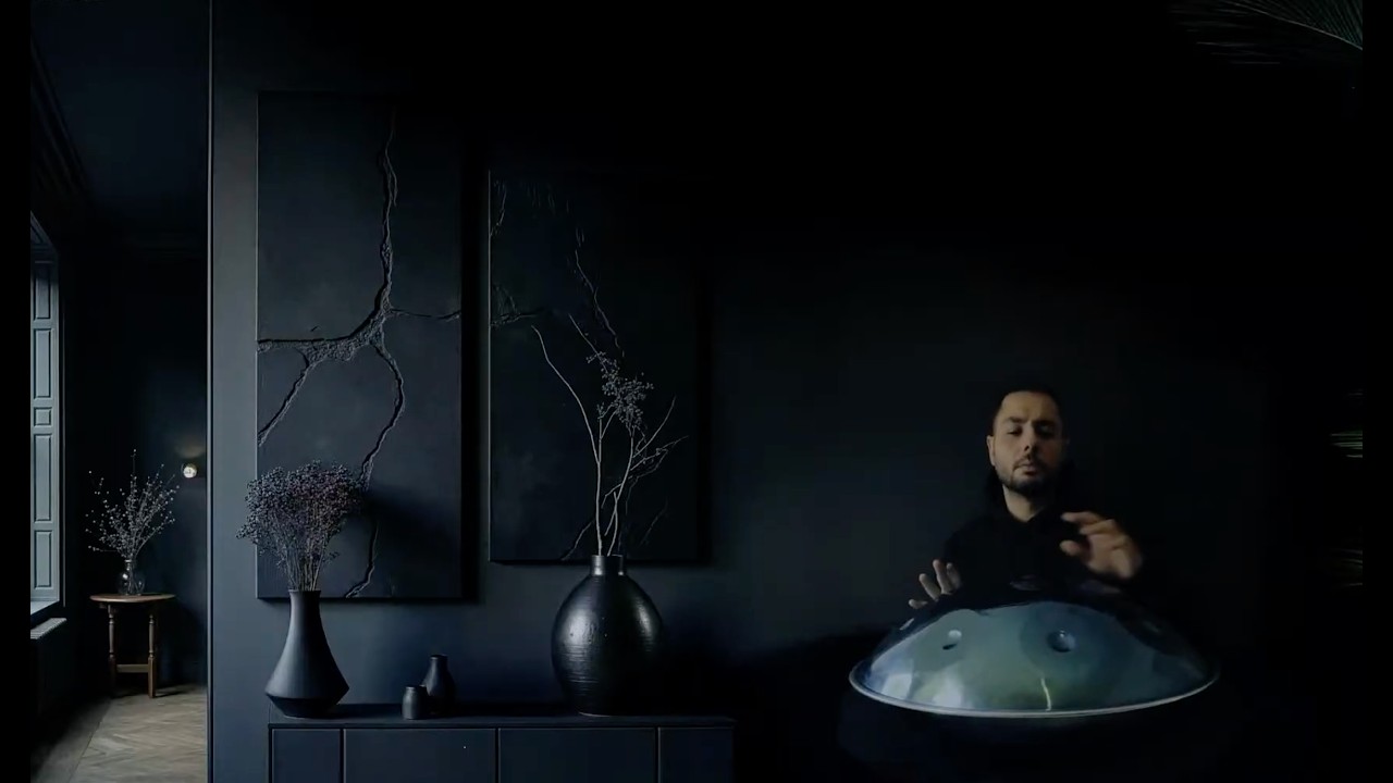 Deep Focus & Relaxation: Midnight Handpan Music in a Minimalist Modern Black Room (+10H LIVE)