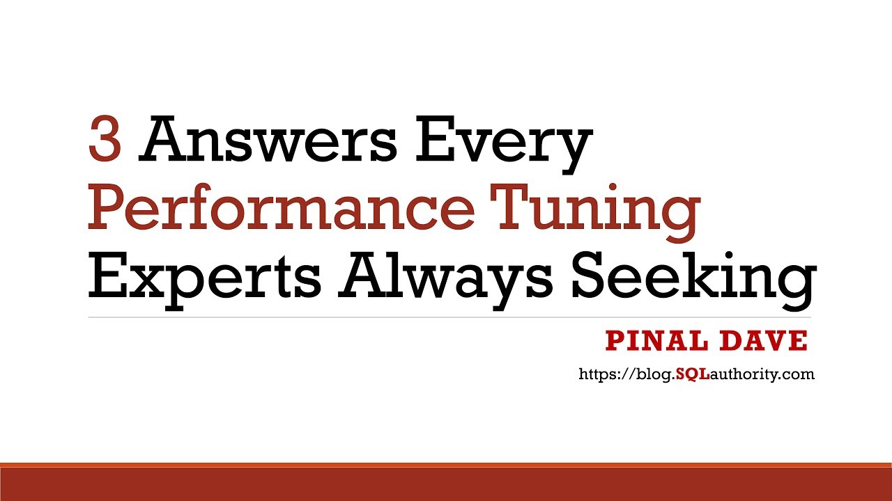 3 Answers Every Performance Tuning Experts Always Seeking