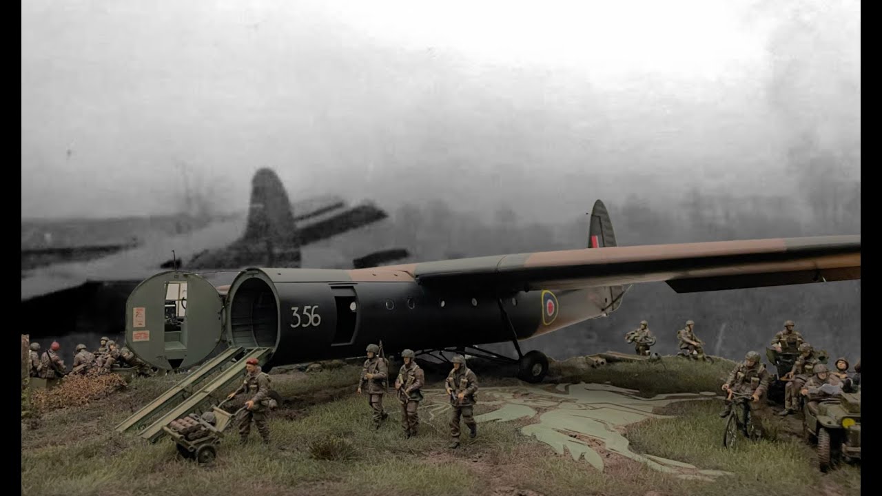 Operation Varsity diorama Airspeed Horse Glider with paratroops in action