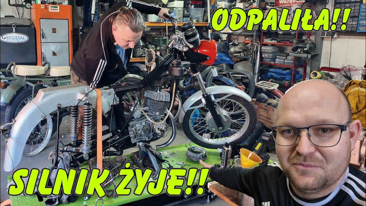 Silnik już w ramie.. odpalamy MZ TS 125 ☺️☺️ *MZ TS 125 na licytację Rajdu Koguta* ☺️☺️