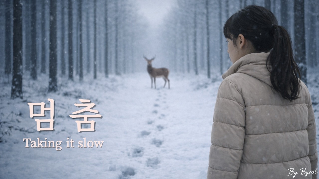 뒤처진 것 같을 때, 눈 덮인 숲에서 하루
