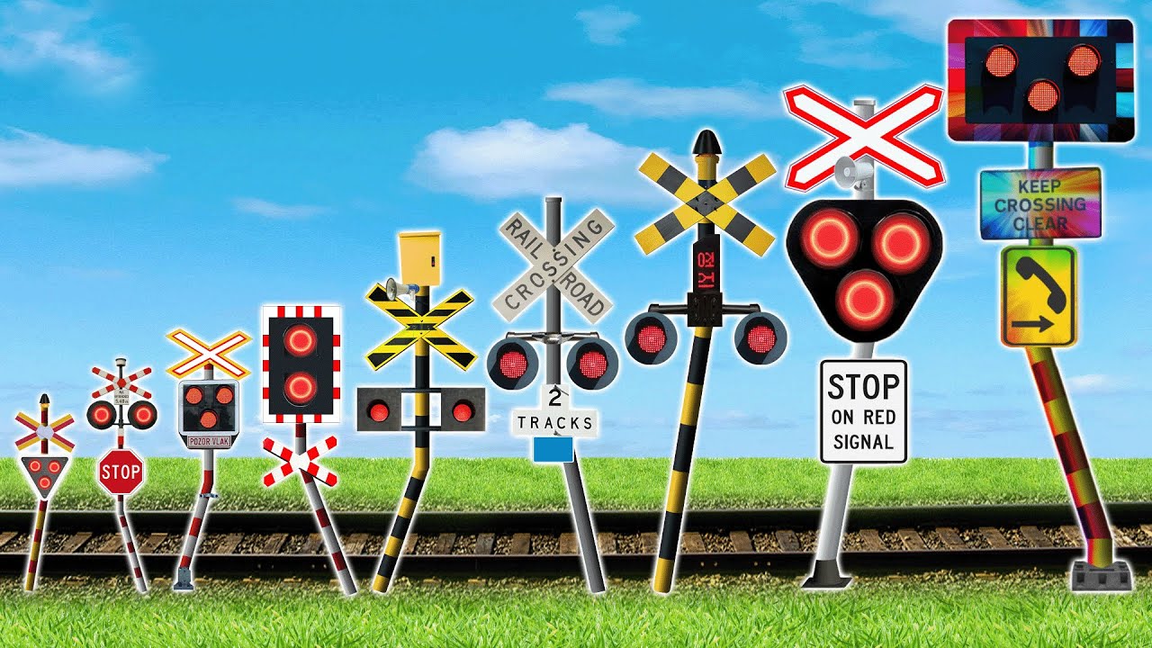 【 踏切アニメ 】 鉄の標識の旅 | Railroad Crossing and train railway level crossover