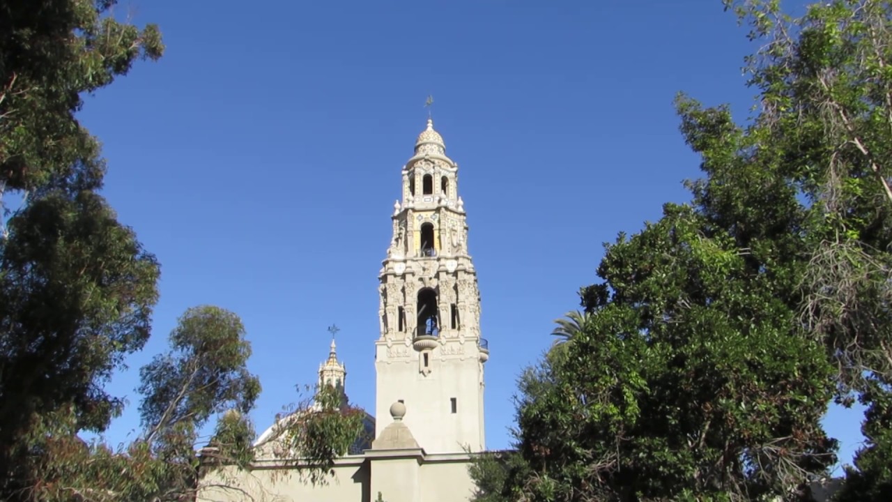 10 O'Clock Bells (Chimes) Ringing on the California Tower in Balboa Park, San Diego