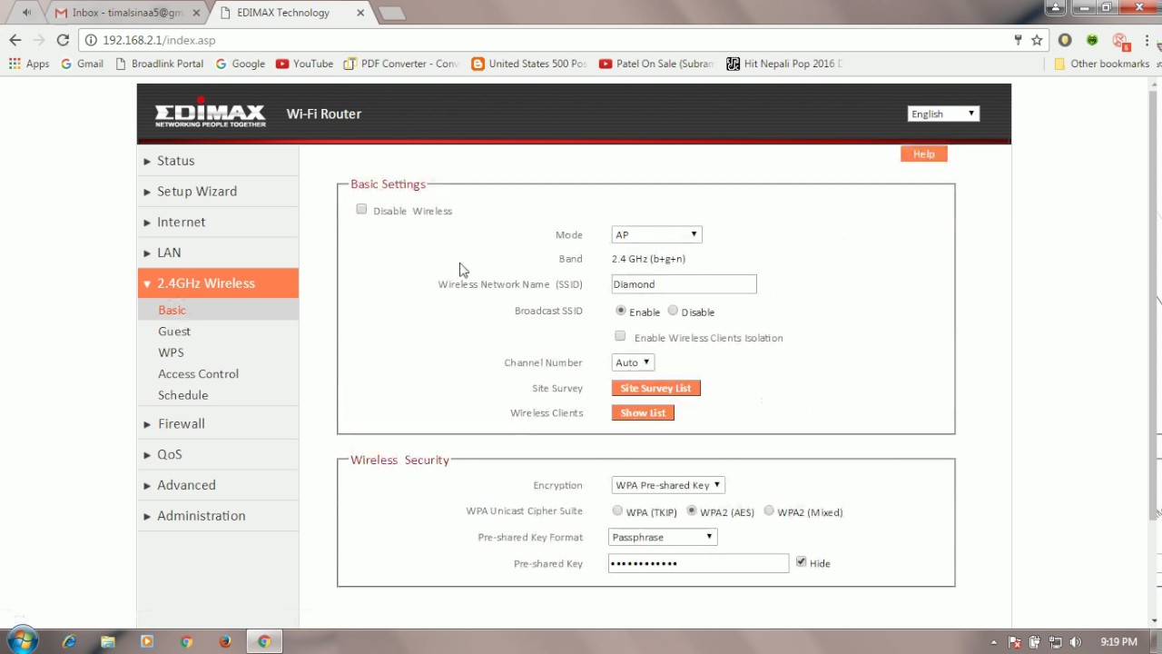 How to change wifi password in edimax router