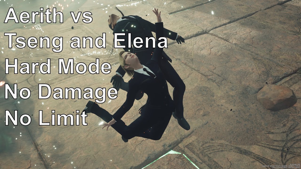 Final Fantasy VII Rebirth Aerith vs Tseng and Elena Hard No Damage No Limit Improved Run