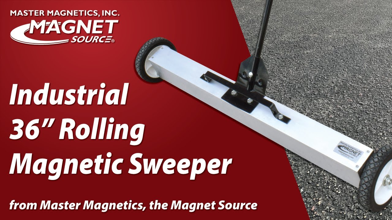 Industrial 36-Inch Rolling Magnetic Sweeper with Quick Release