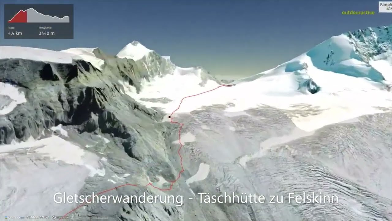Gletscherwanderung - T&auml;schh&uuml;tte zu Felskinn ∆ hiking trails ∆ 3d-trail.com/switzerland/