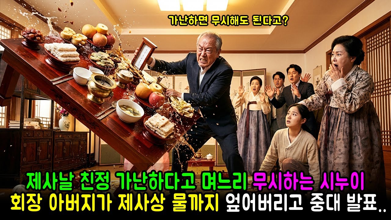 제사날 친정 가난하다고 며느리 무시하는 시누이, 회장 아버지가 제사상 물까지 엎어버리고 중대 발표.. | 감동사연 | 노후사연 | 막장사연