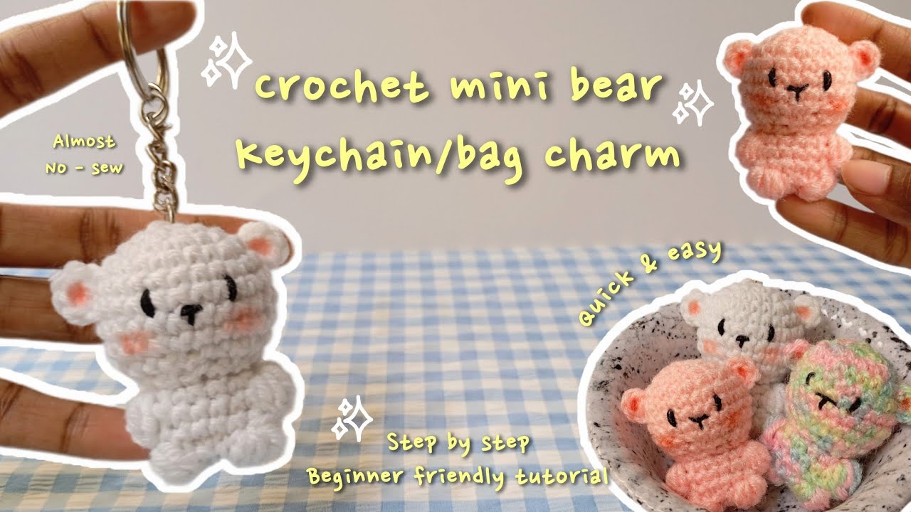 Crochet mini bear keychain tutorial🧸| 30 min crochet pattern | Beginner friendly cute valentine gift