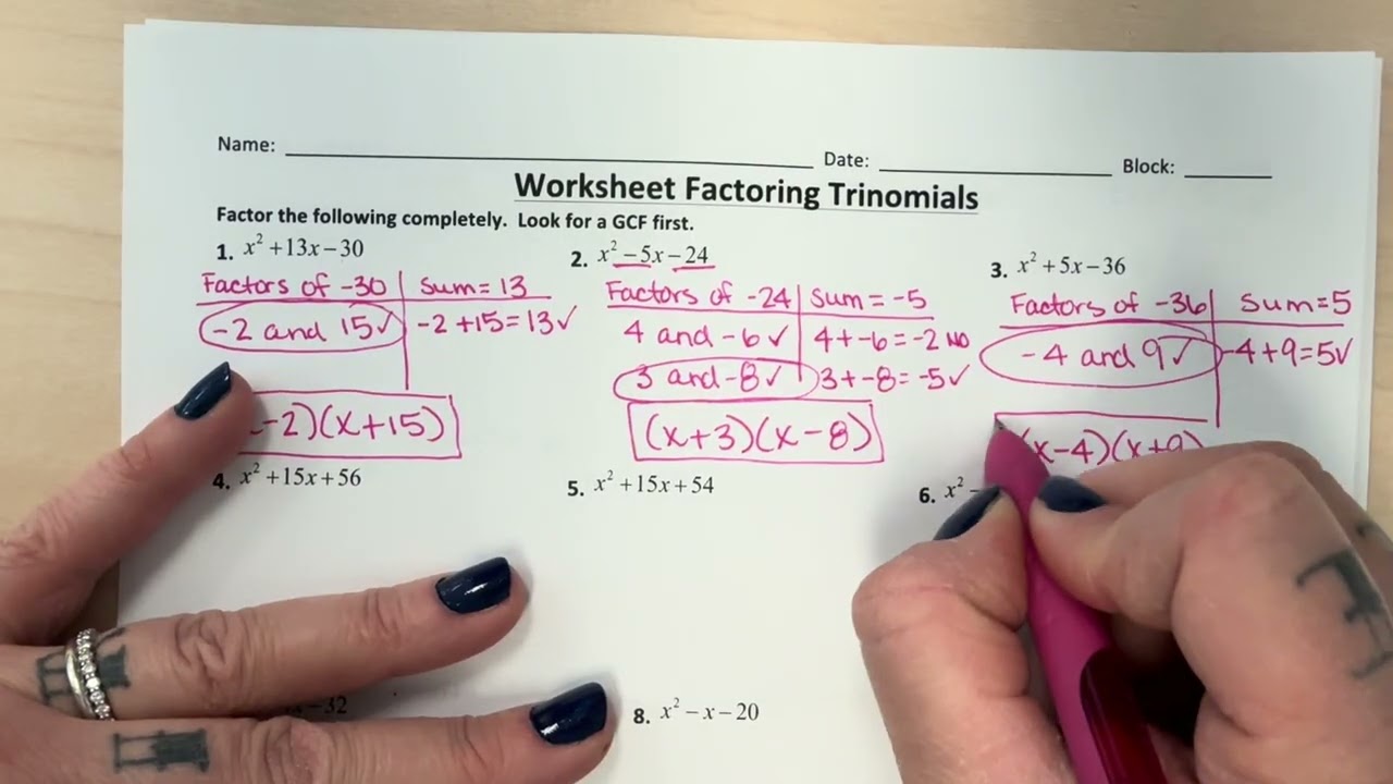 Factoring trinomials a=1 no GCF