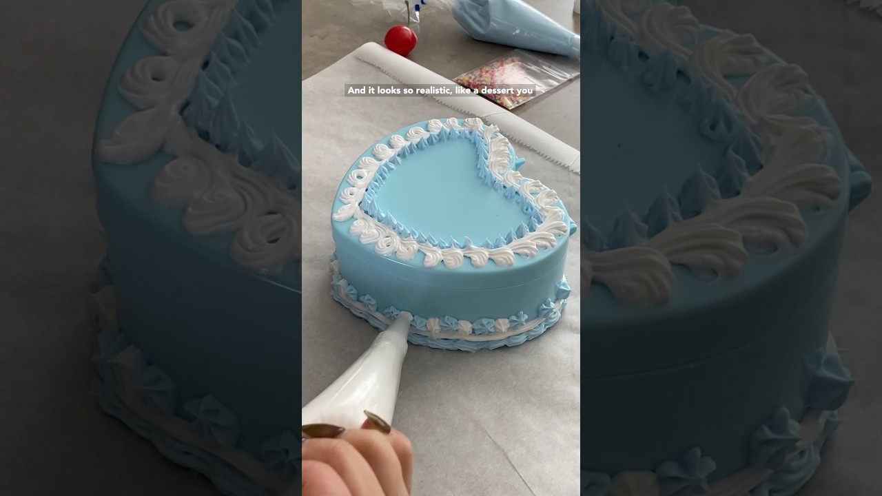 Making a Fake Cake Heart Jewelry Box 🩵 #fakecake #decoden #jewelrybox