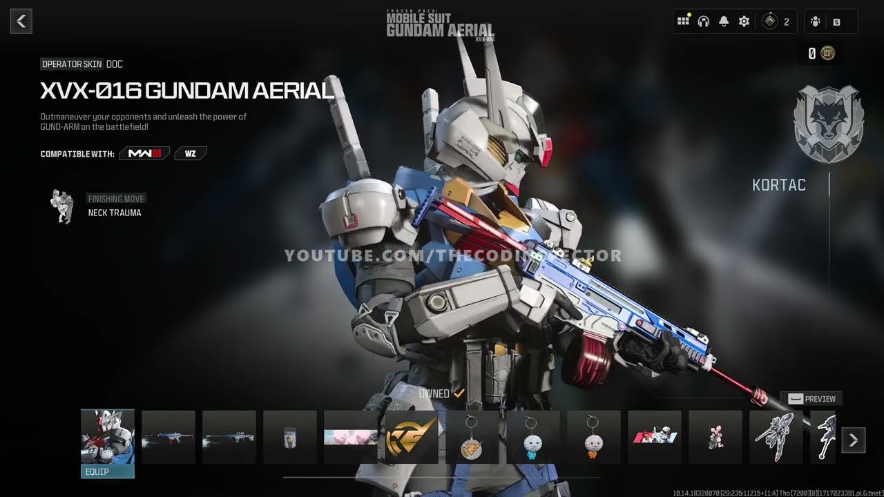 TRACER PACK: MOBILE SUIT GUNDAM AERIAL - XVX 016 - STORE VIEW - SEASON 4 - MW3