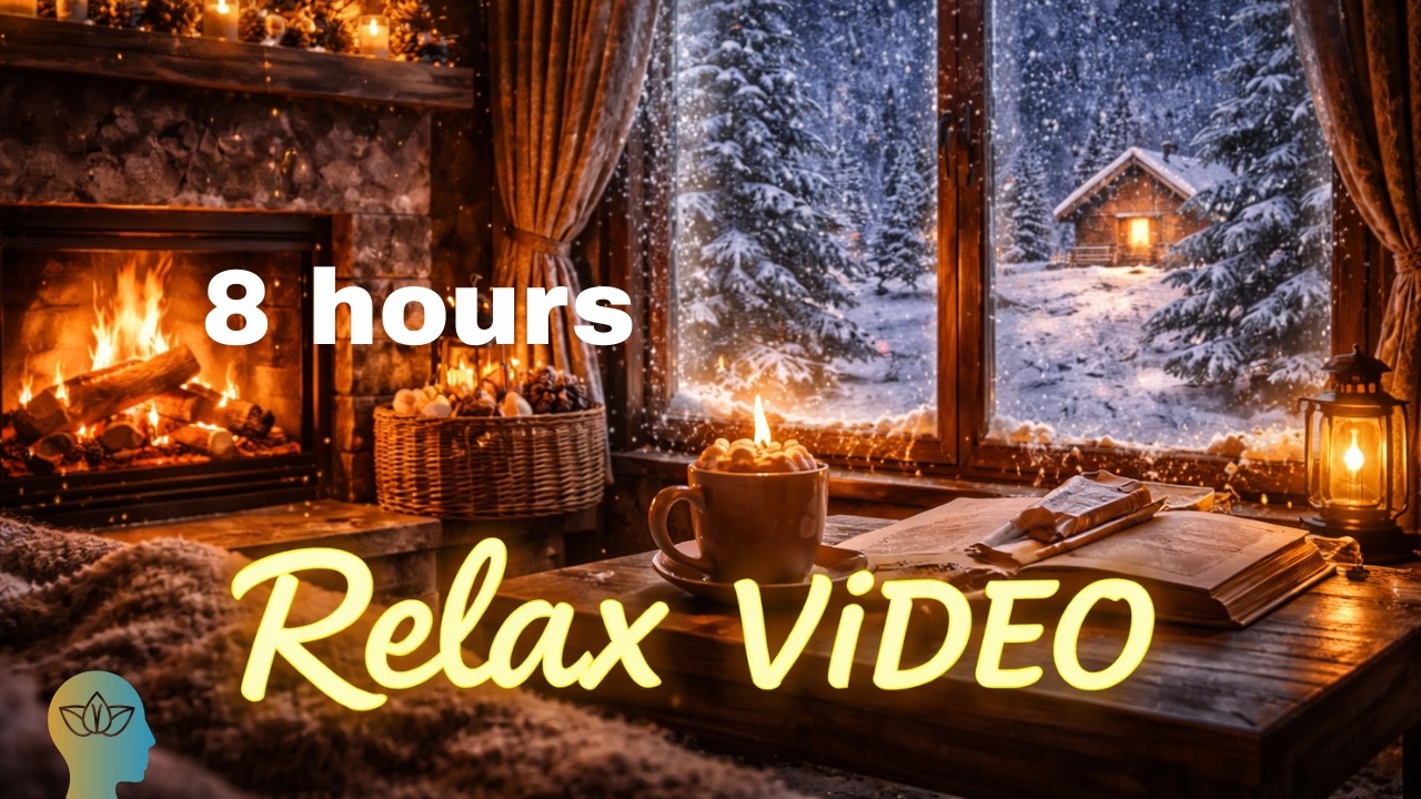 8 Hours Cozy Night by the Fireplace ❄️🔥 |  Relaxing Sleep Sounds| relajacion profunda| 助眠, 放松音乐, 白噪音