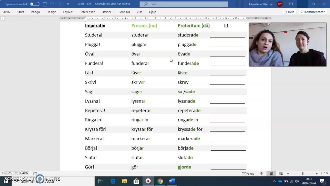 Skola - verb - arabiska