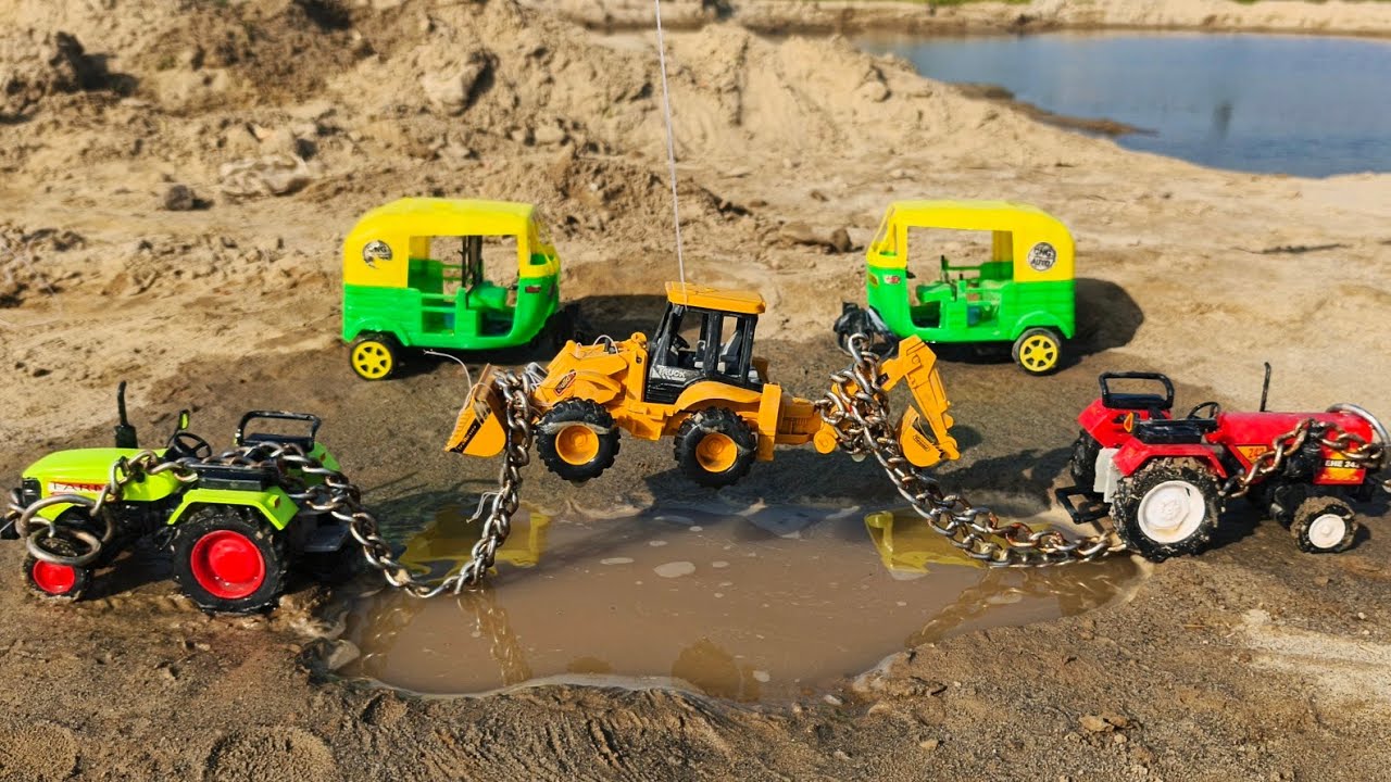 JCB 3DX XPERT Accident Pulling Out Swaraaj & Mahindra Tractor | Tractor Jcb Cartoon 