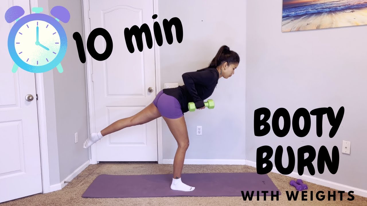 10 MIN Booty Burn Workout With Weights | At Home Glute Exercise Using Dumbbells