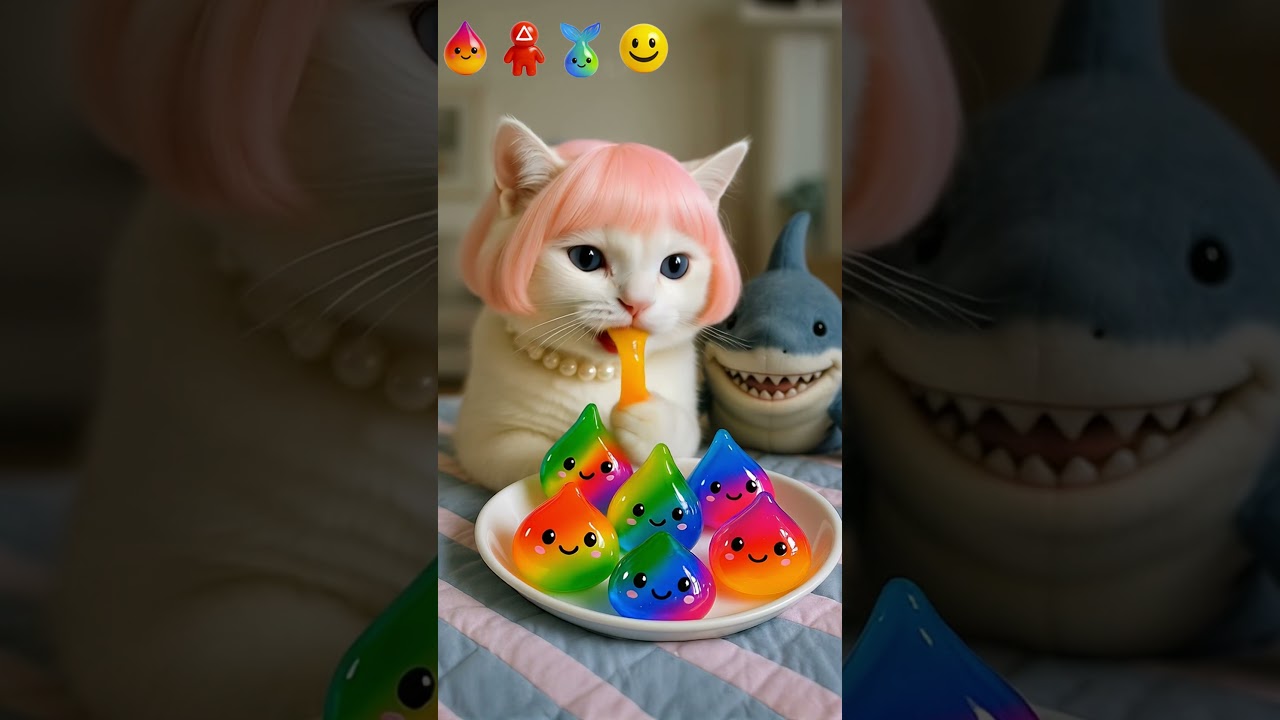😸 Cat and Baby Shark FOOD ASMR challenge😸eating sounds🎧 |  #asmr #cat #catasmr#babyshark