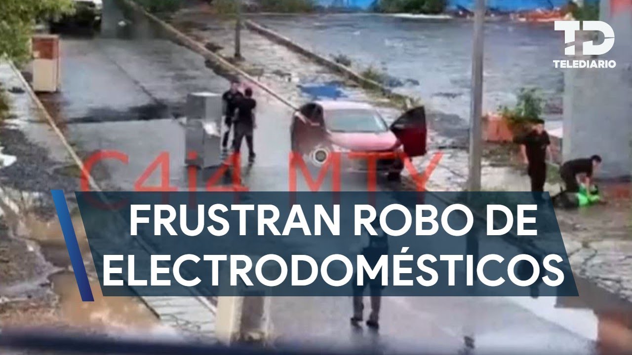 Intentan robar electrodomésticos haciendo hoyo en la pared de una bodega y los detienen en Monterrey