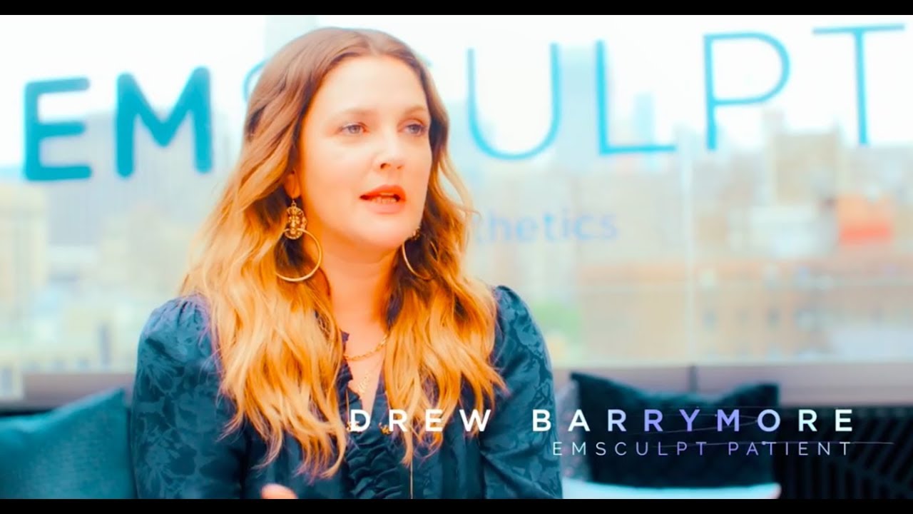 Drew Barrymore discussing her EMSculpt treatment experience