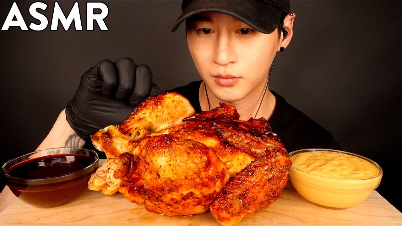 ASMR WHOLE ROTISSERIE CHICKEN + NUCLEAR FIRE & CHEESE SAUCE MUKBANG (No Talking) EATING SOUNDS