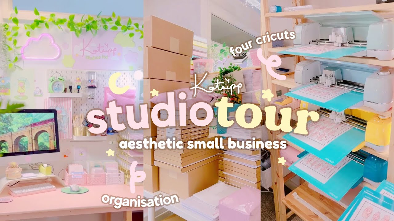 Studio Tour of our full-time Small Business 🌸 aesthetic and kawaii Small Business Office Ideas