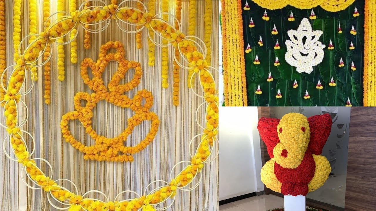 Indian Wedding any occasional Marigold Flower Lord Ganesha Mandap theme backdrop decoration tips