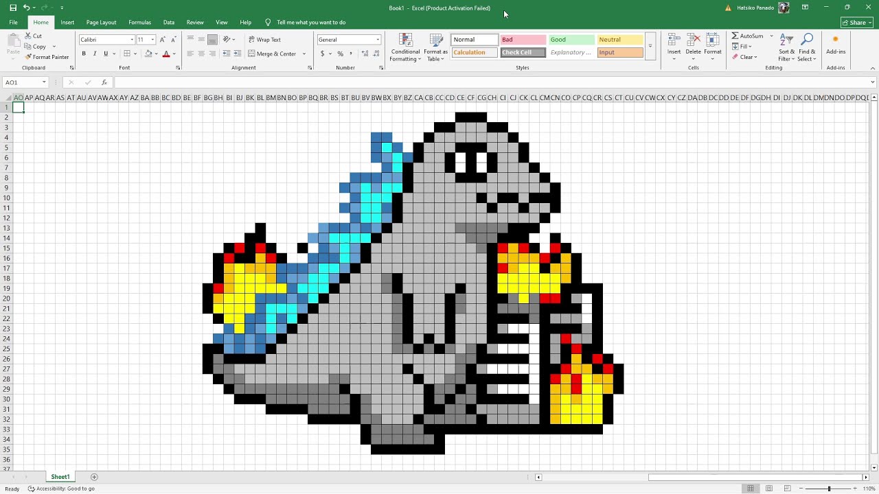 How to draw a pixel art of Godzilla