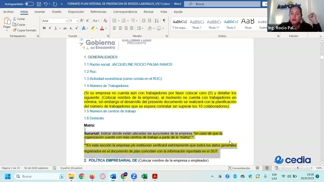Elaboraci&oacute;n del Plan de Prevenci&oacute;n de Riesgos Laborales para empresas de 1 a 10 trabajadores