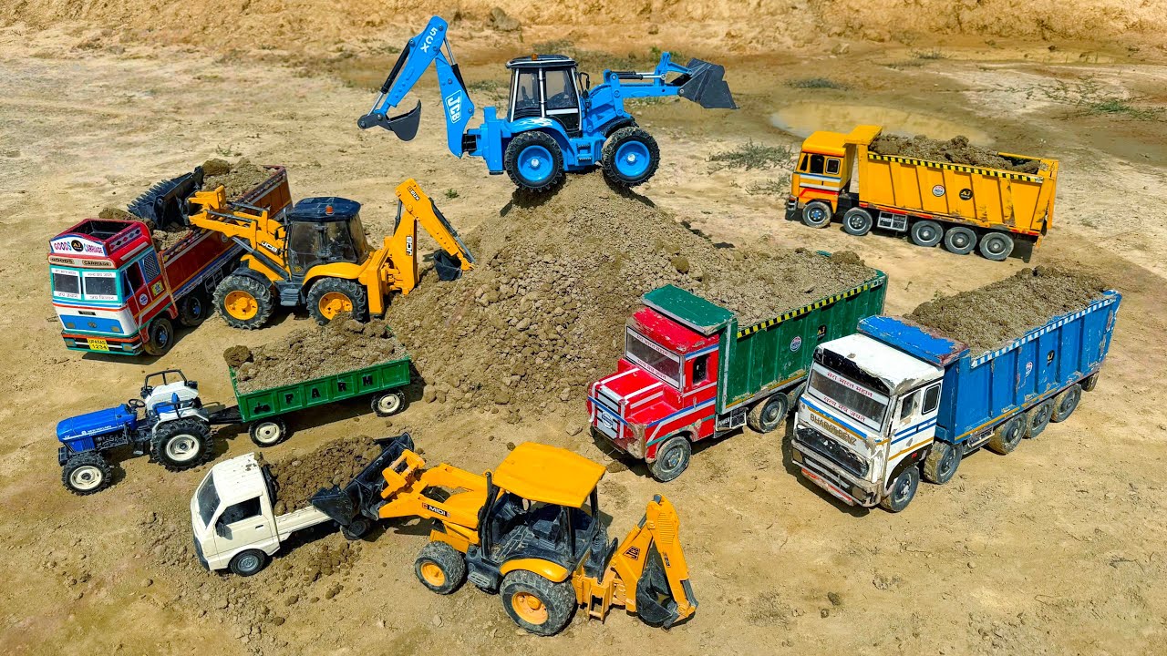 Jcb Loading Sand BharatBenz Swaraj Tractor Truck Tipper Pickup? Jcb Ki Khudai | Jcb Tractor Cartoon