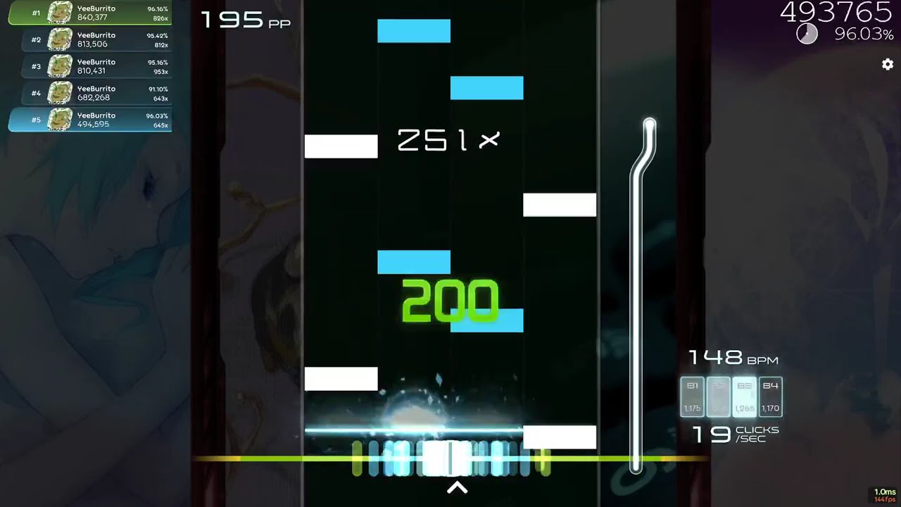 osu!mania 9th dan reform clear 96.16%