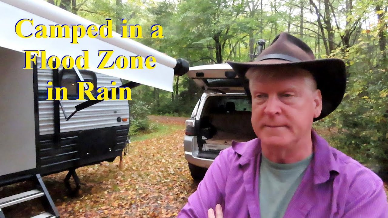 Primitive camping at it's best, Tea Creek Campground in W. Va. Floods and Showering Outside.