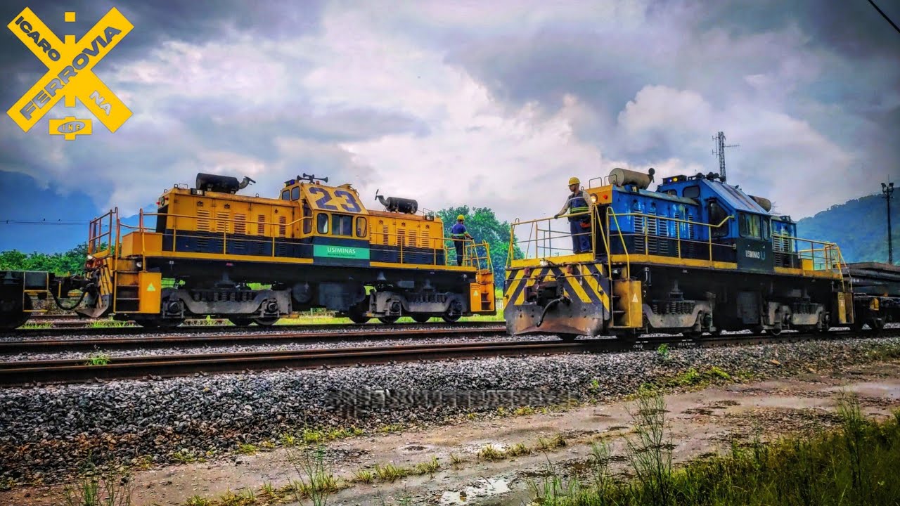 Movimentação das Locomotivas GE100TON (N°19 e 23) da USIMINAS no pátio de IPG piaçaguera Cubatão 