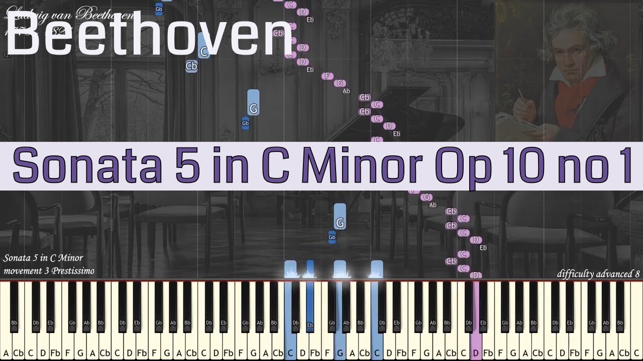 Ludwig van Beethoven - Sonata 5 in C Minor Op. 10 No. 1 | Piano Synthesia | Library of Music