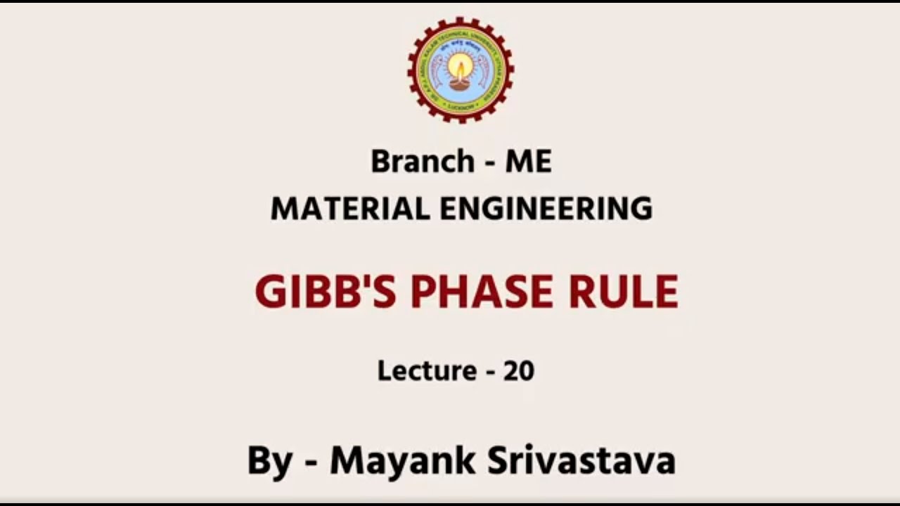 | AKTU Digital Education| Material Engineering | Gibb's Phase Rule