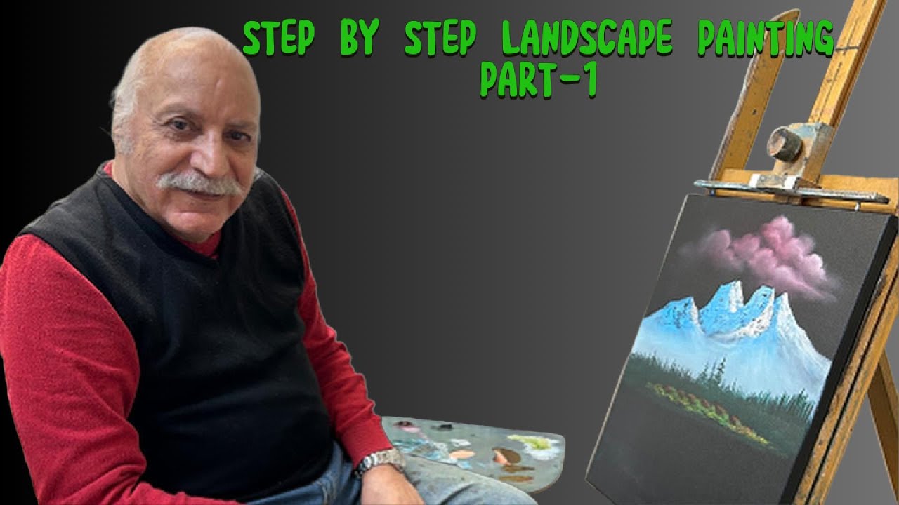 Adım Adım Siyah tuval Manzara Yapımı ( Bölüm - 1 ) , How to Paint a Landscape - Step by Step (part1)
