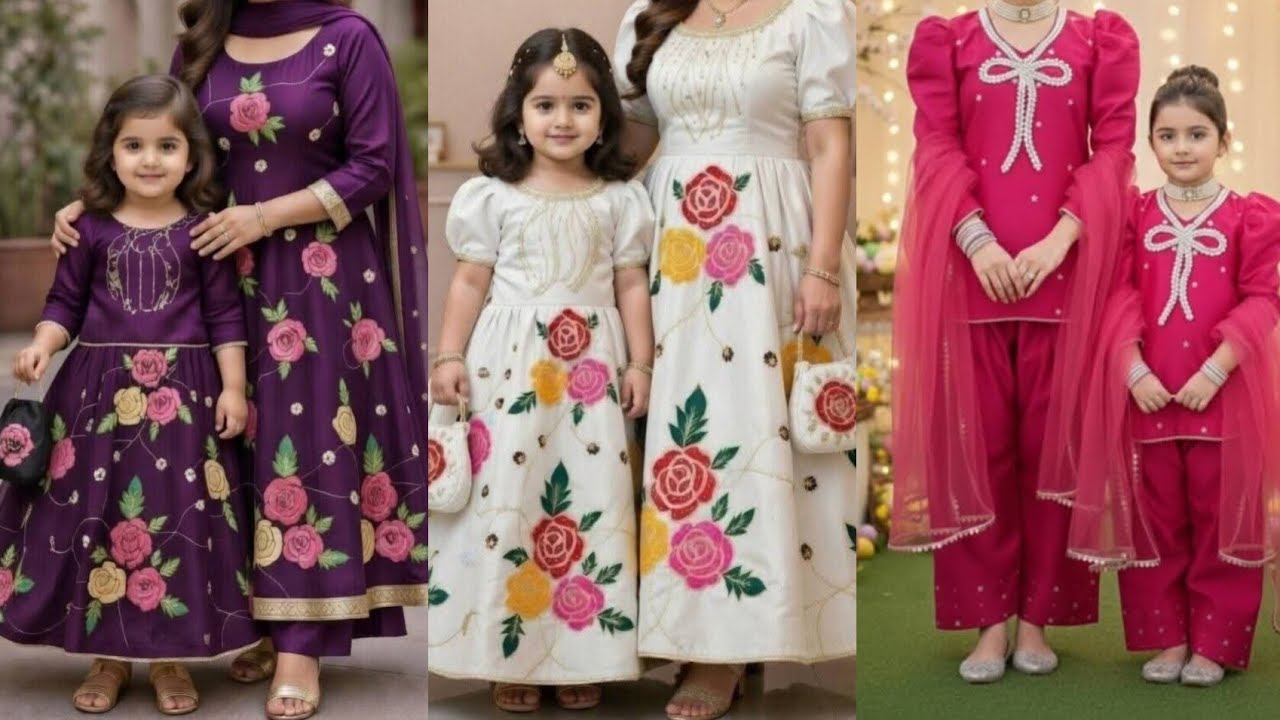 Beautiful and stylish mother and daughter dress design ideas for girls in Eid Al fiter 🤩😻😻