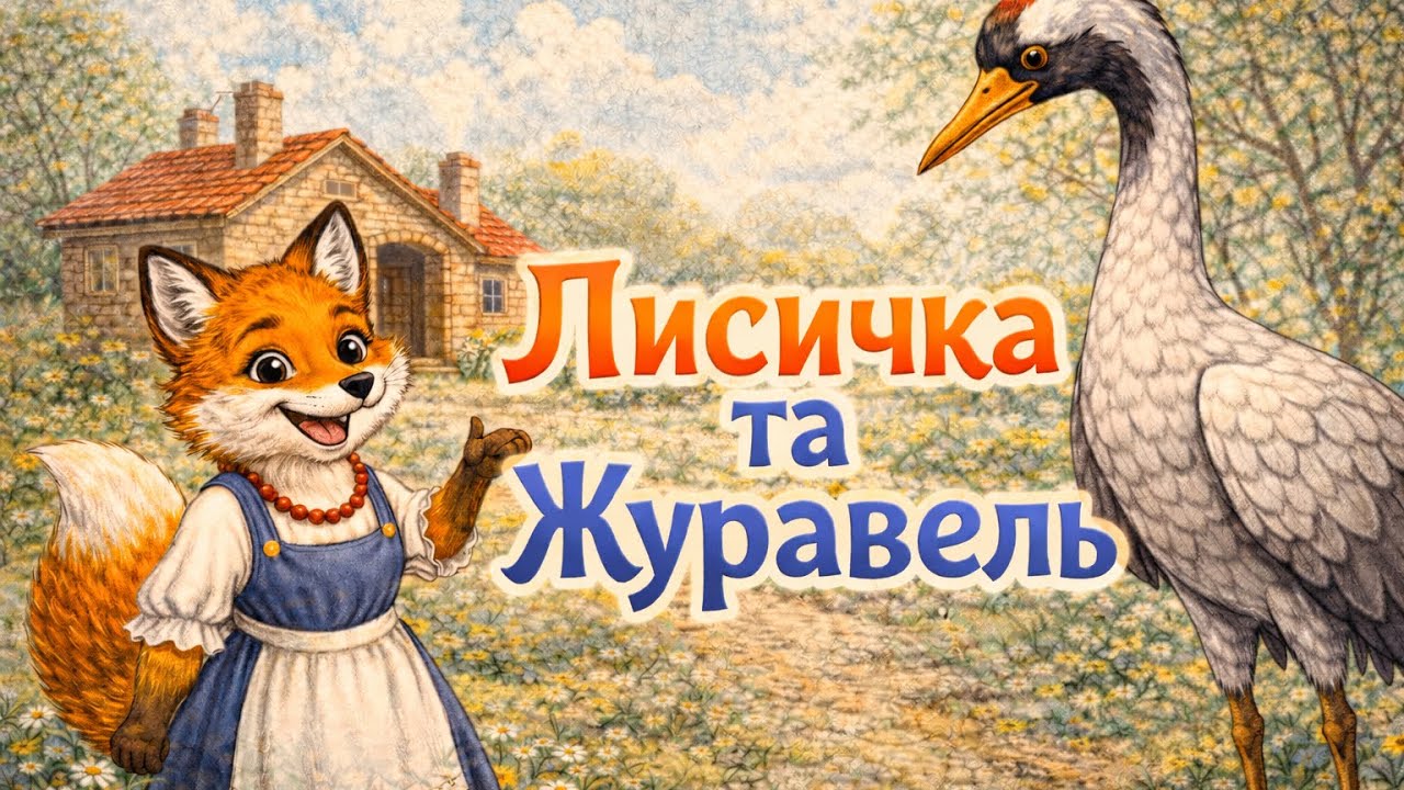 Лисичка та Журавель 🦊🦩 | Українська народна казка для дітей | Дарусина Казка