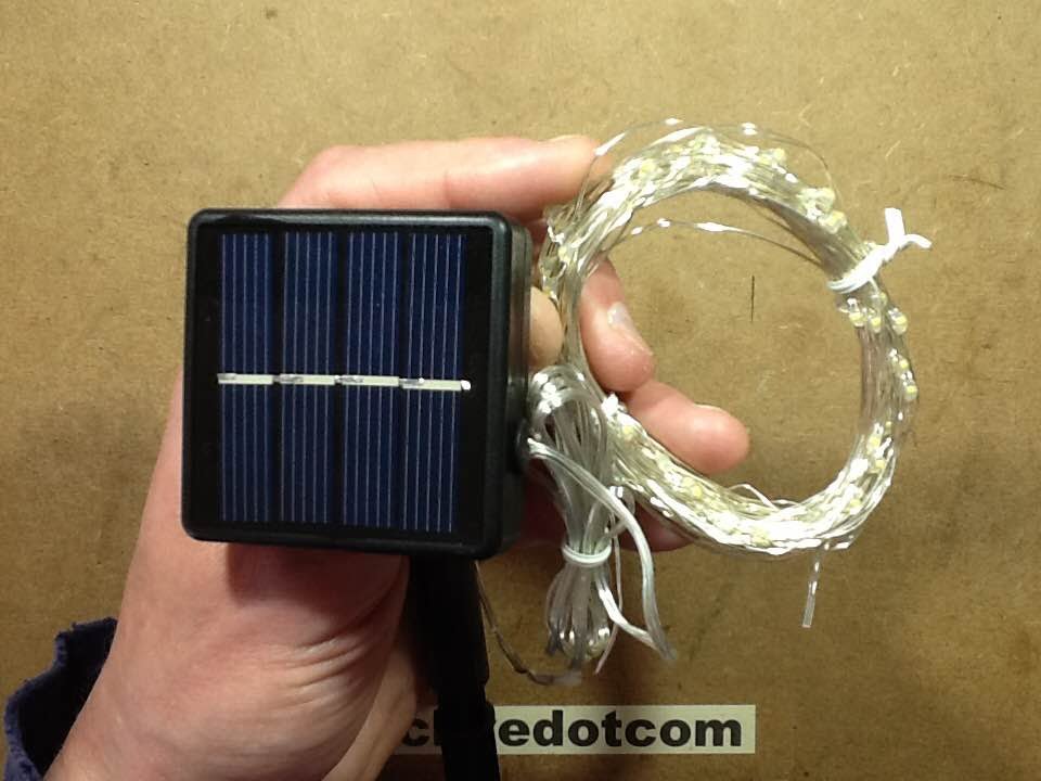 Solar LED string with resin dipped LEDs.  With schematic.