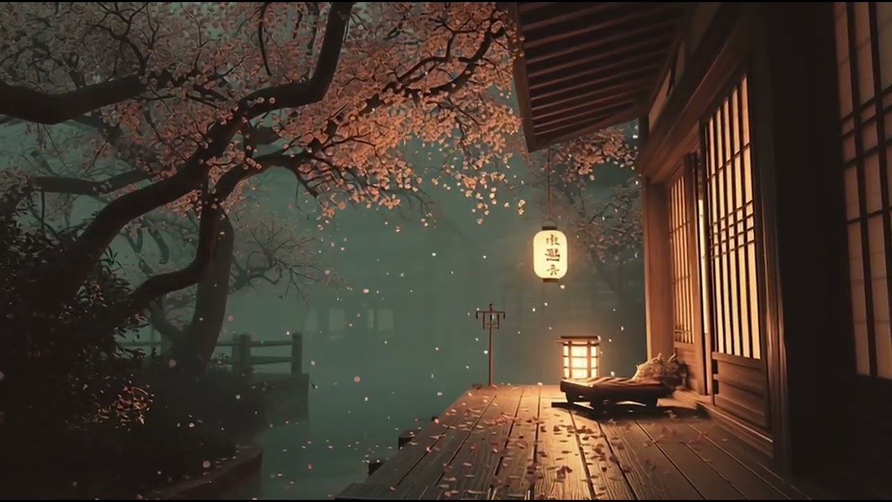 Spring Night Under Cherry Blossoms 🌸 | Japanese Garden Ambience with Cicadas (3 Hours)