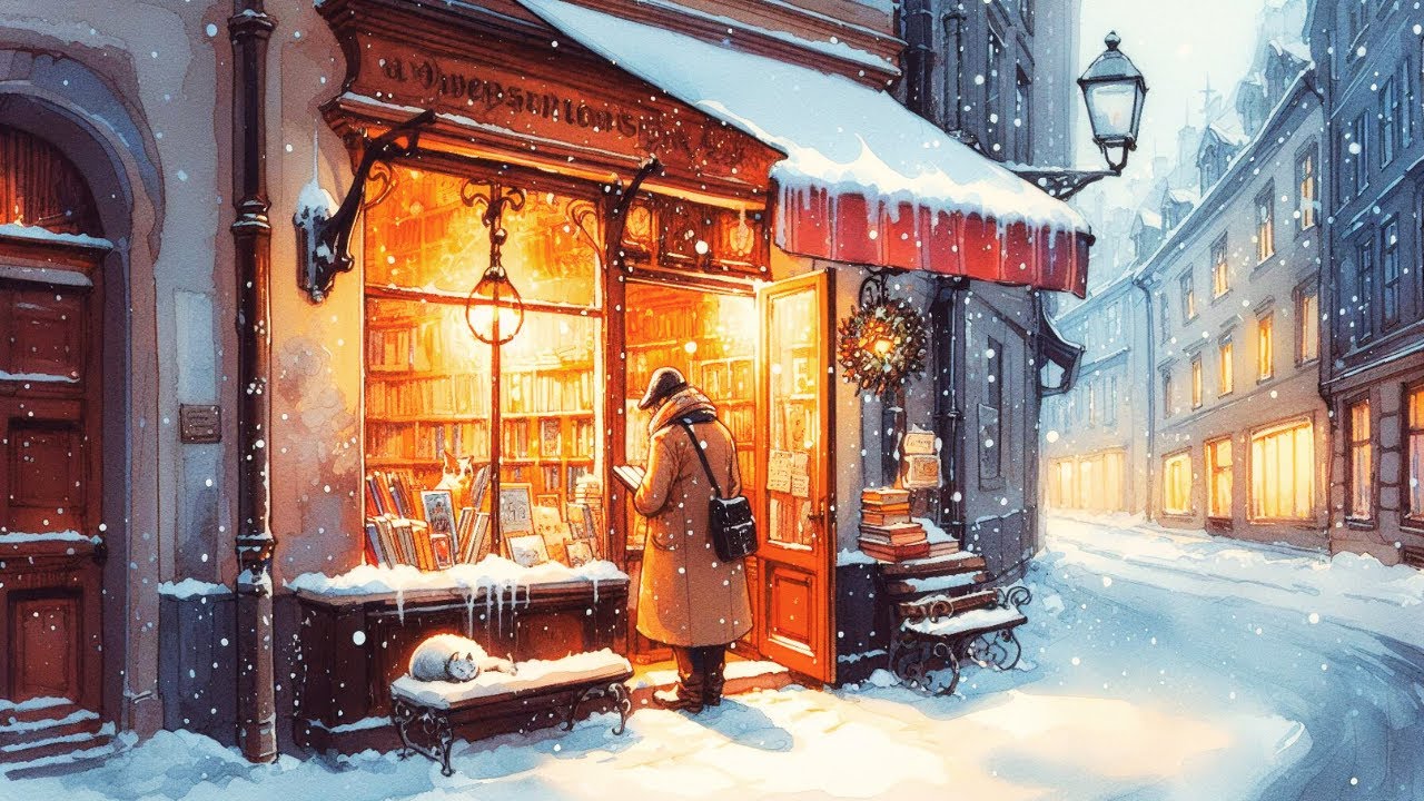 Winter Night at a Cozy Bookstore ❄️ Lofi Hip Hop Radio - Beats to relax/study to
