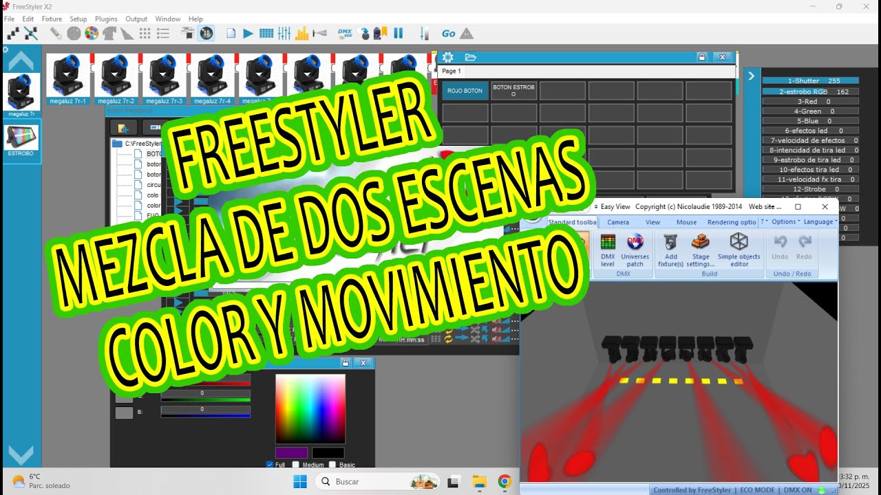 MEZCLA DE 2 ESCENAS  MOVIMIENTO Y COLORES