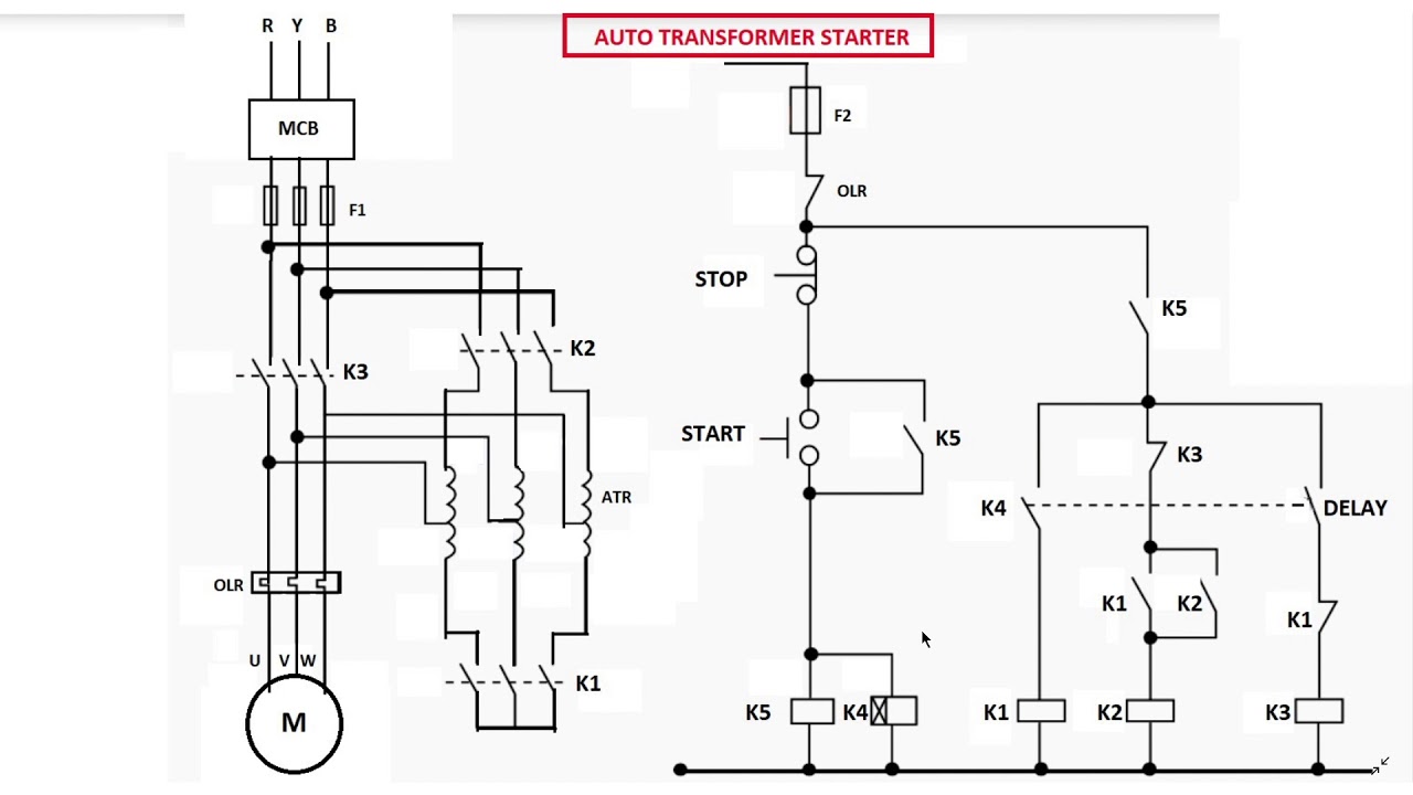 Auto transformer starter diagram explanation in english