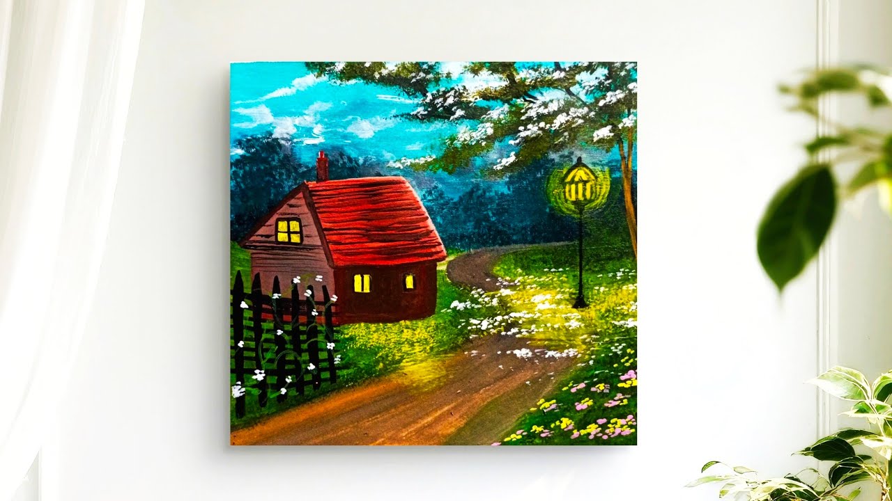 Beautiful Nature Scenary Painting /Acrylic Painting Tutorial for Beginners 