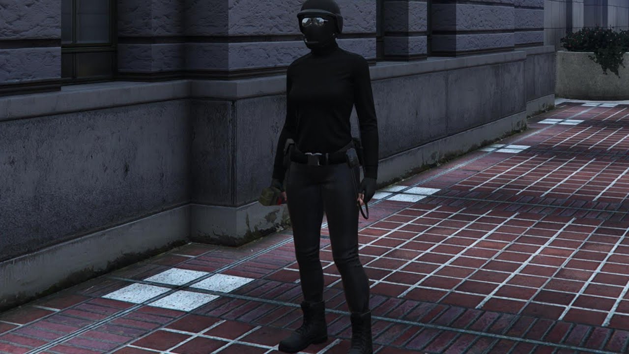 Gta5 Nice all black female outfit with belt Easyyy
