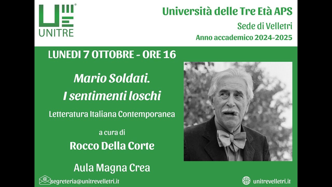 Unitre Velletri : Rocco Della Corte -  Mario Soldati - I sentimenti loschi
