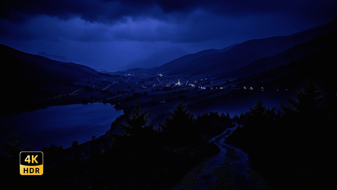 Сильный дождь ночью для сна с громом 🌧️ Темный экран от бессонницы