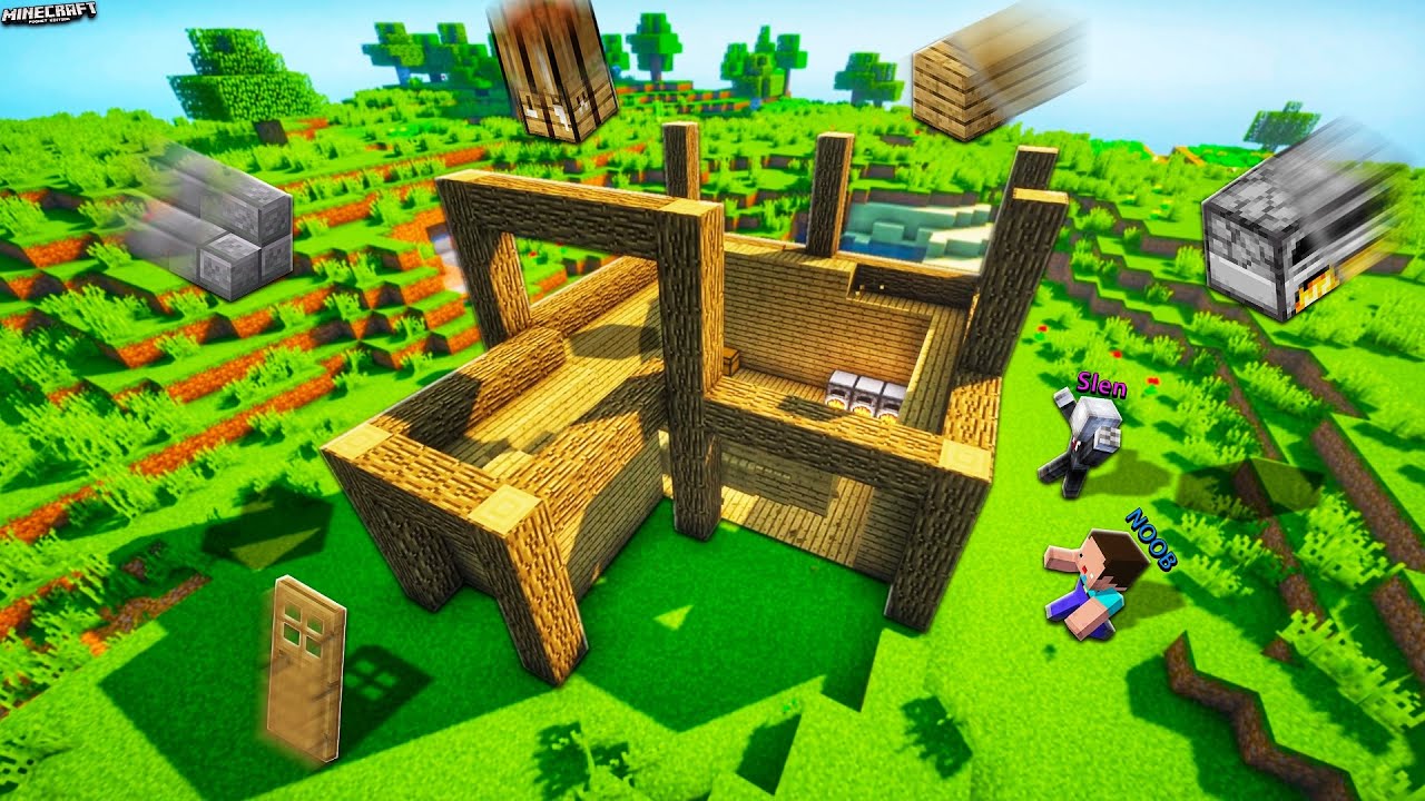 NÂNG CẤP THÀNH CÔNG NHÀ CỤC ĐẤT THÀNH NHÀ HIỆN ĐẠI TỰ ĐỘNG XÂY TẶNG CHO EM TRAI NOOB TRONG MINECRAFT