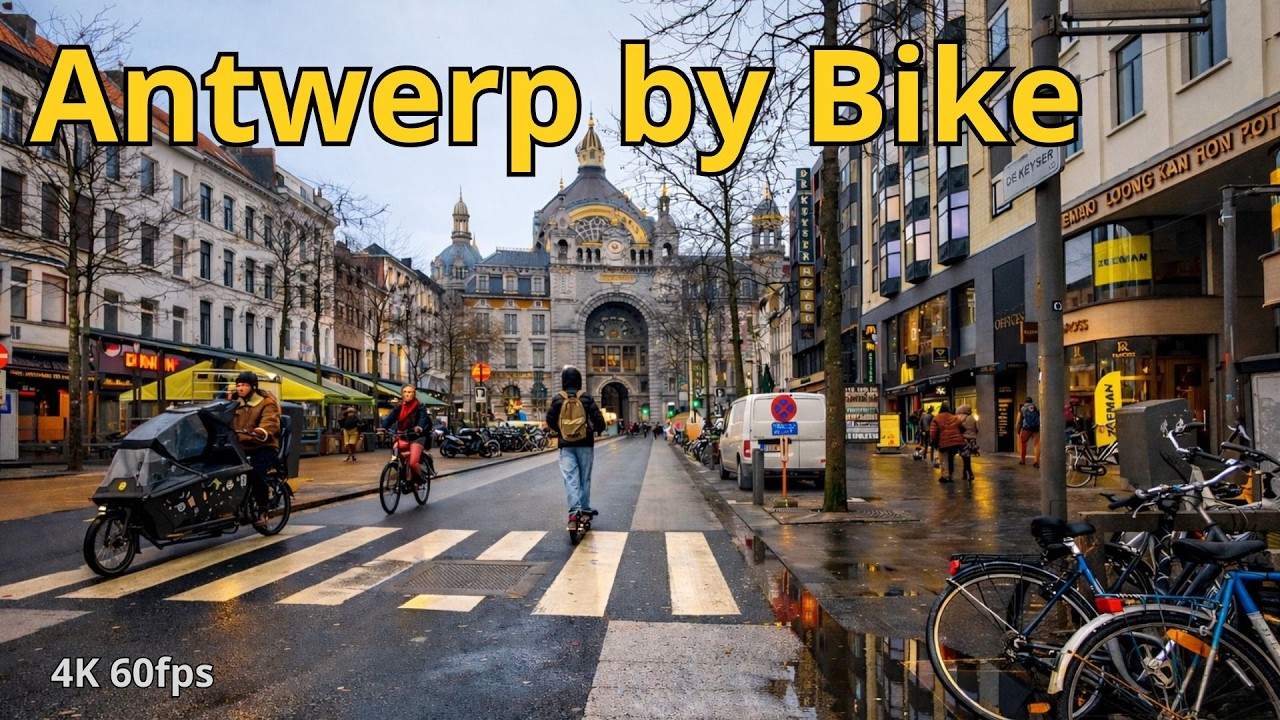 Virtual Cycling in Antwerp 🇧🇪 - Park to Central Station [4K Bike Tour]